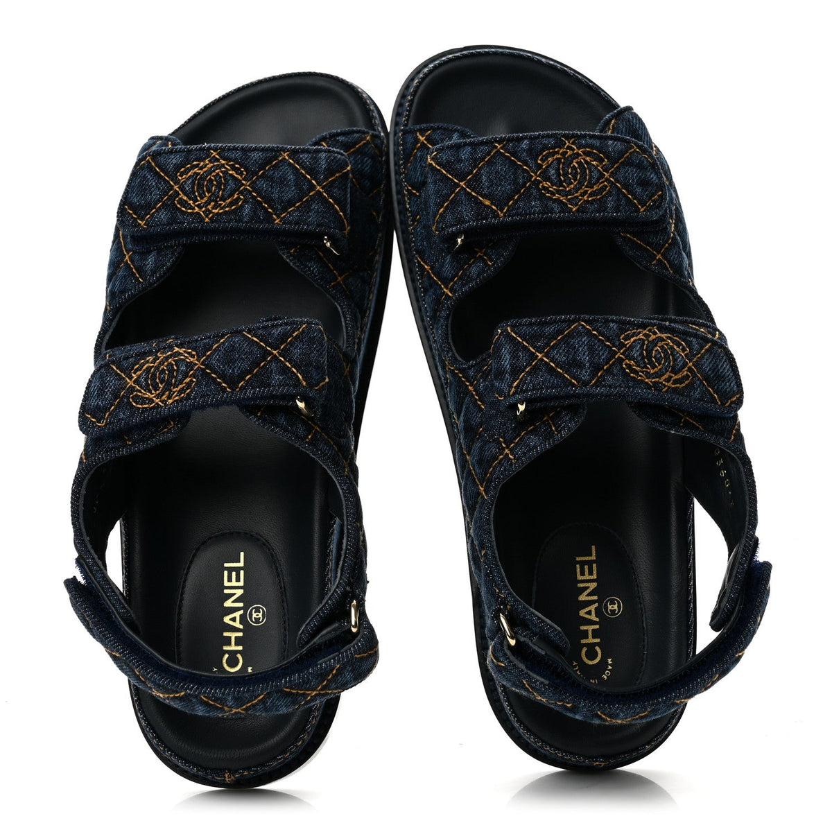 Denim Velcro Dad Sandals 36.5 Navy Blue