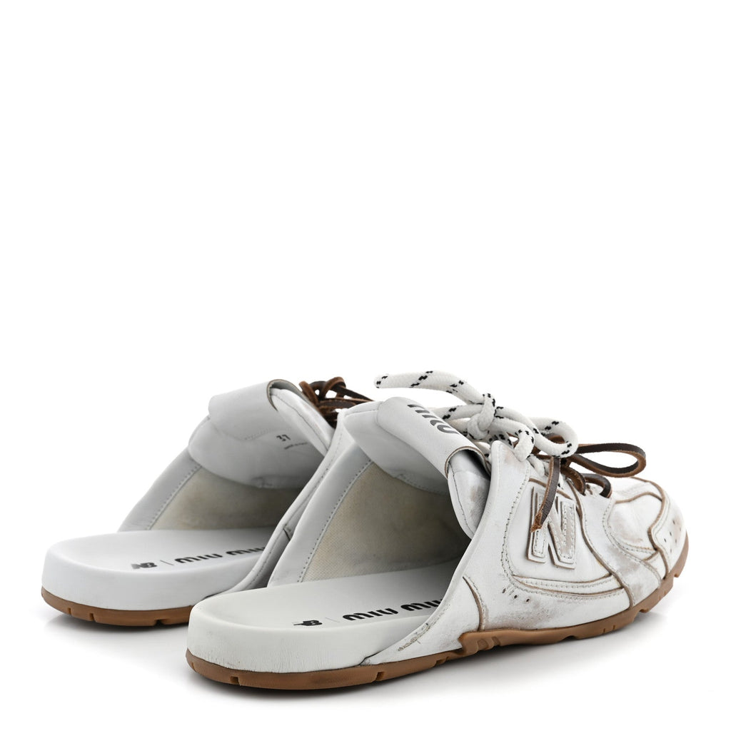 X NEW BALANCE Calfskin 530 SL Slip-On Sneaker Mules 37 White
