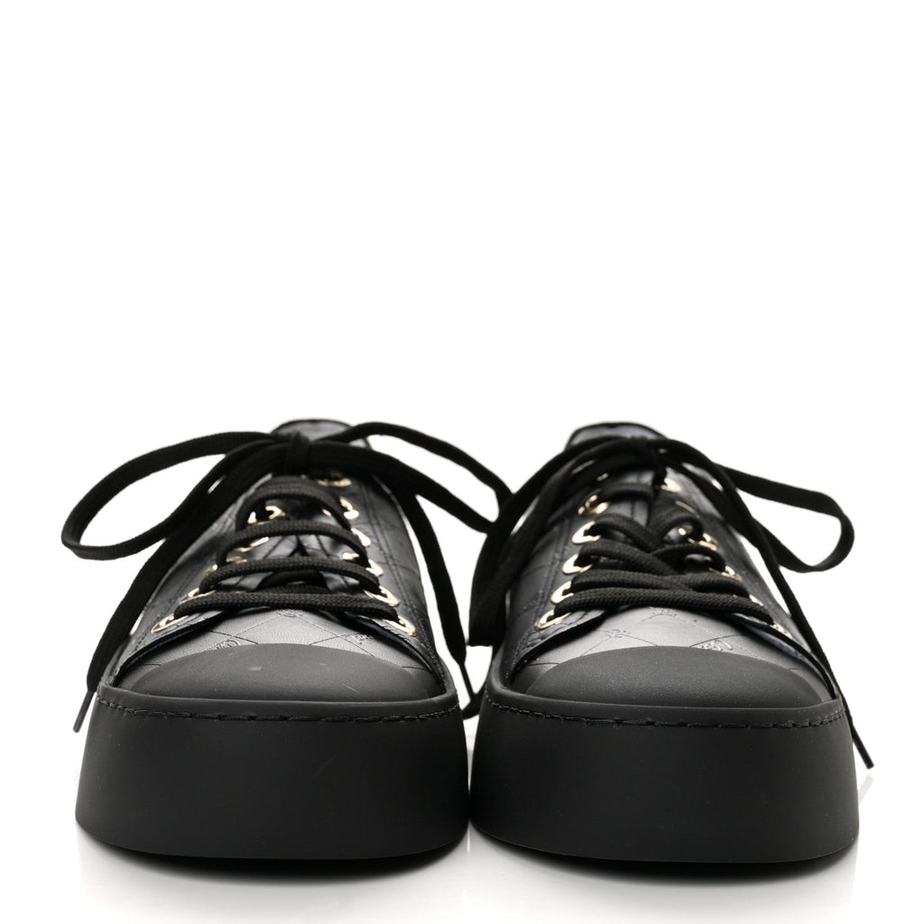 Lambskin Printed Logo Sneakers 38 Black