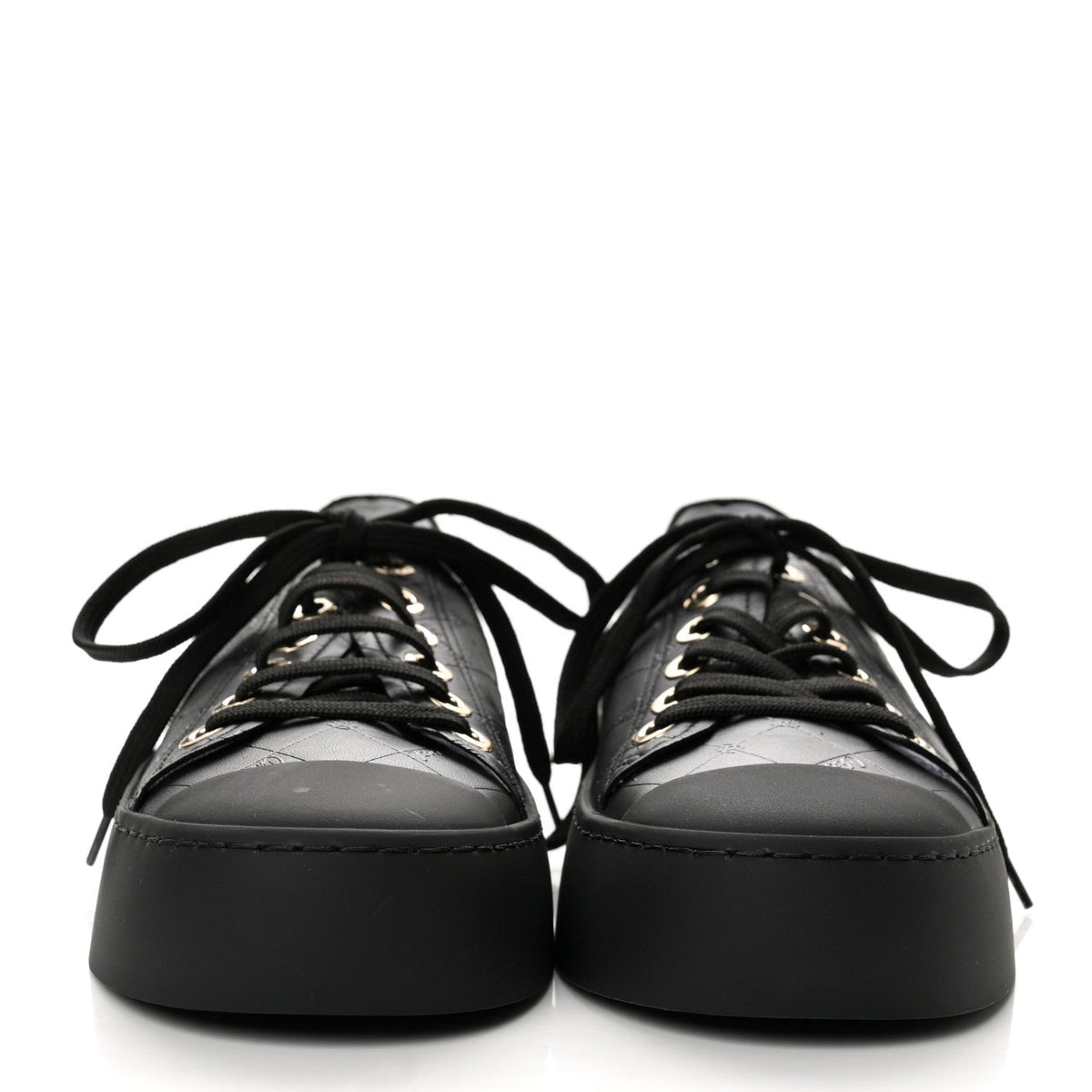 Lambskin Printed Logo Sneakers 38 Black
