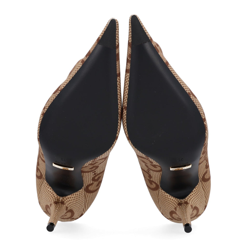 X GUCCI Jersey Maxi GG Monogram Crepe Knife Booties 36 Camel Ebony