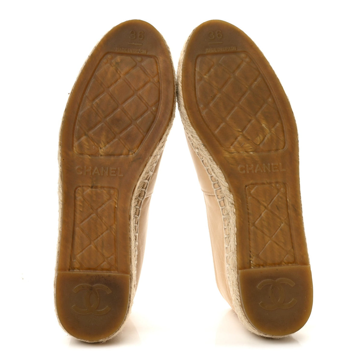 Lambskin CC Espadrilles 36 Beige Black