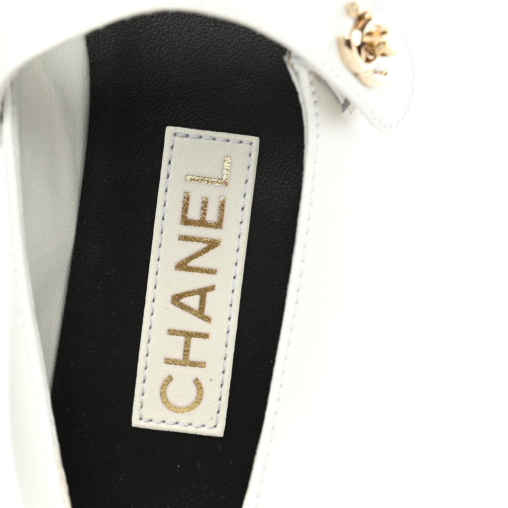 Patent Calfskin Mary Janes Flats 36.5 White Black