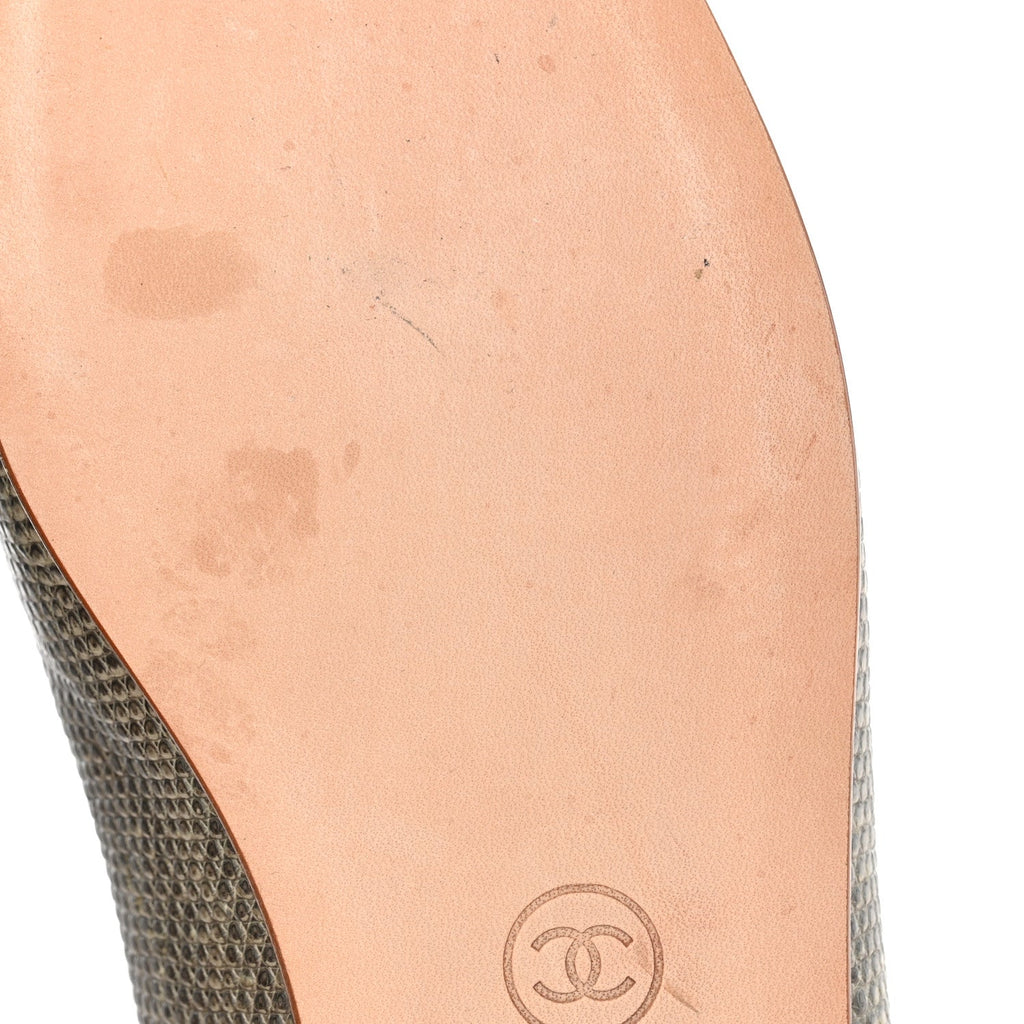 Lizard Cap Toe CC Ballerina Flats 38 Green