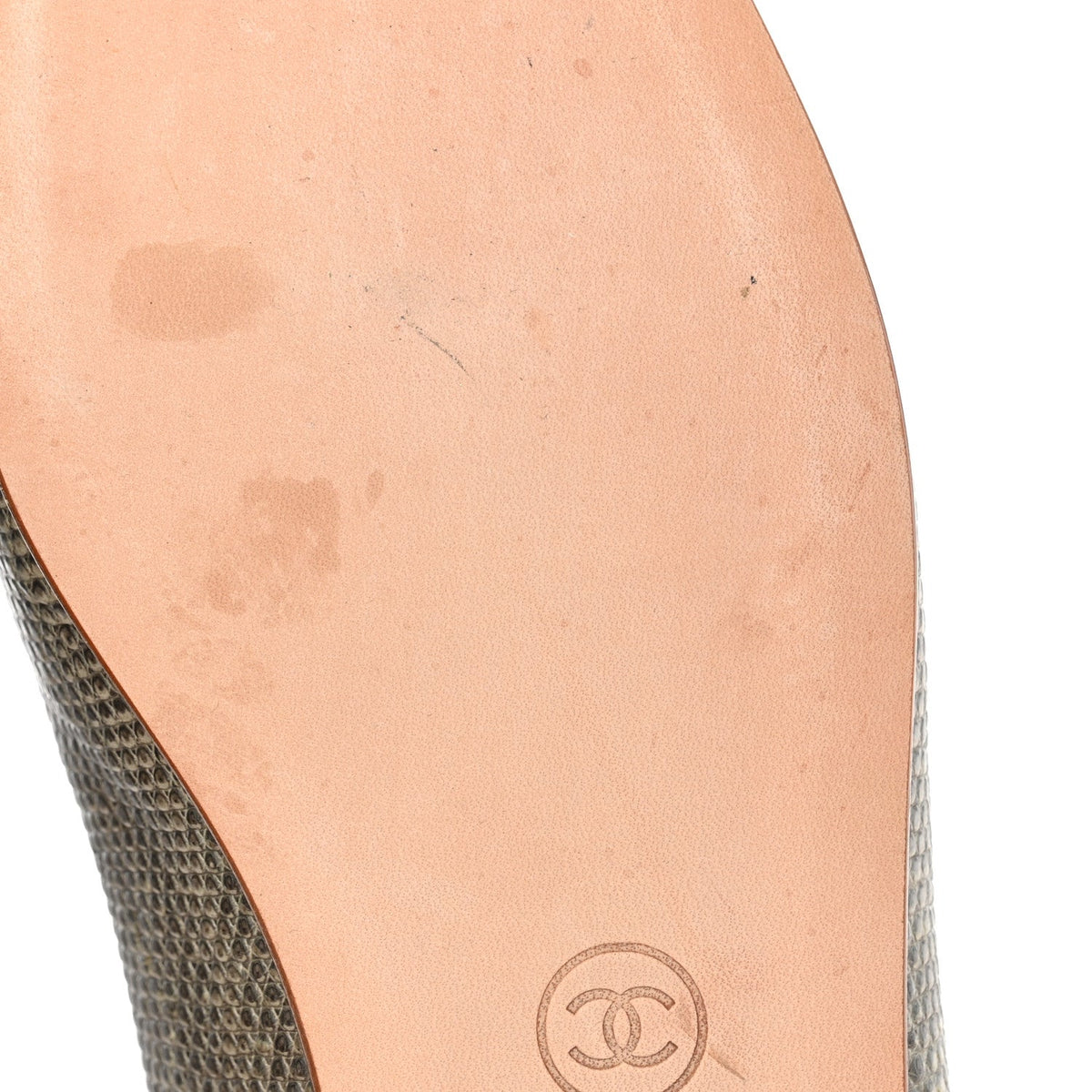Lizard Cap Toe CC Ballerina Flats 38 Green