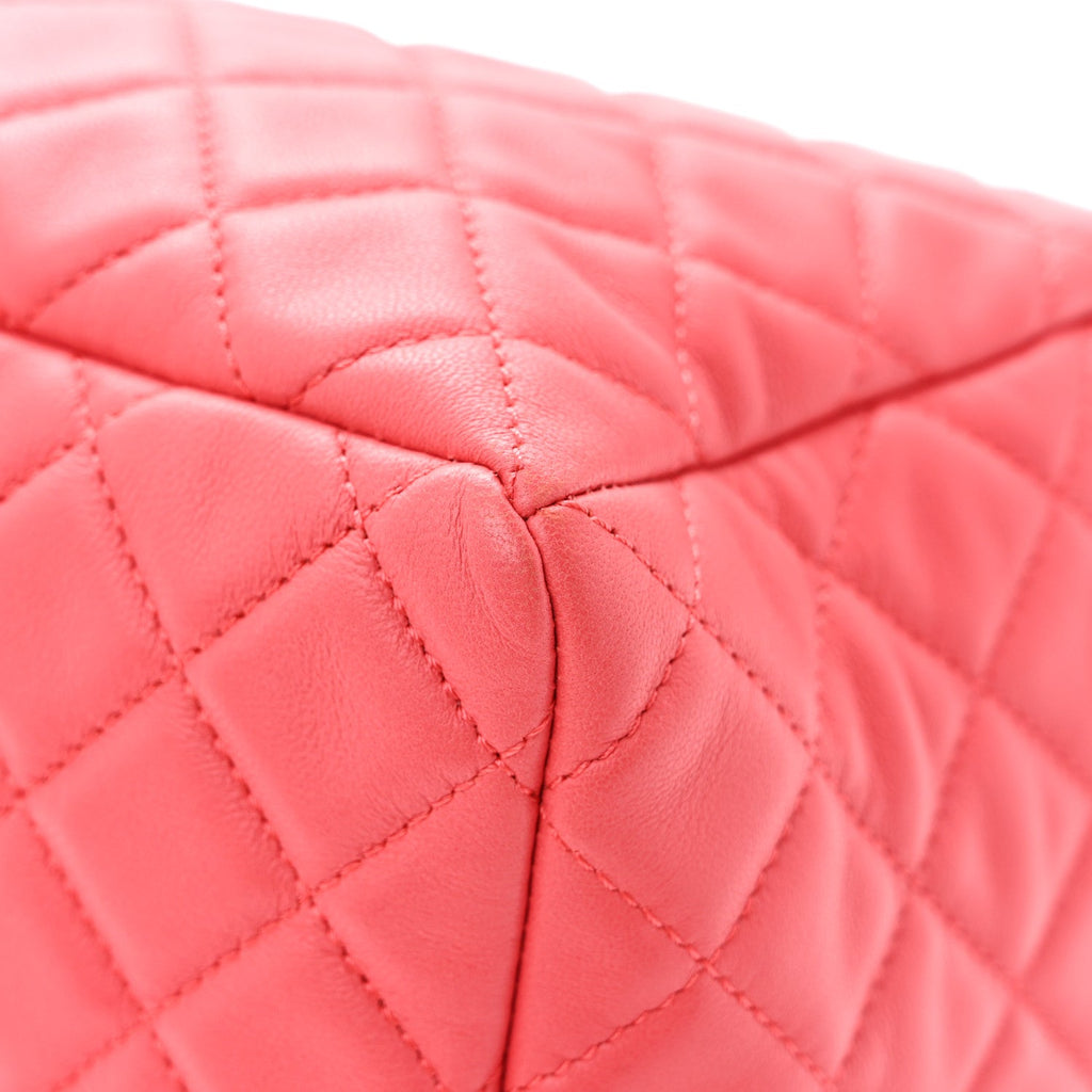 Lambskin Quilted Small CC Chain Drawstring Bucket Bag Pink