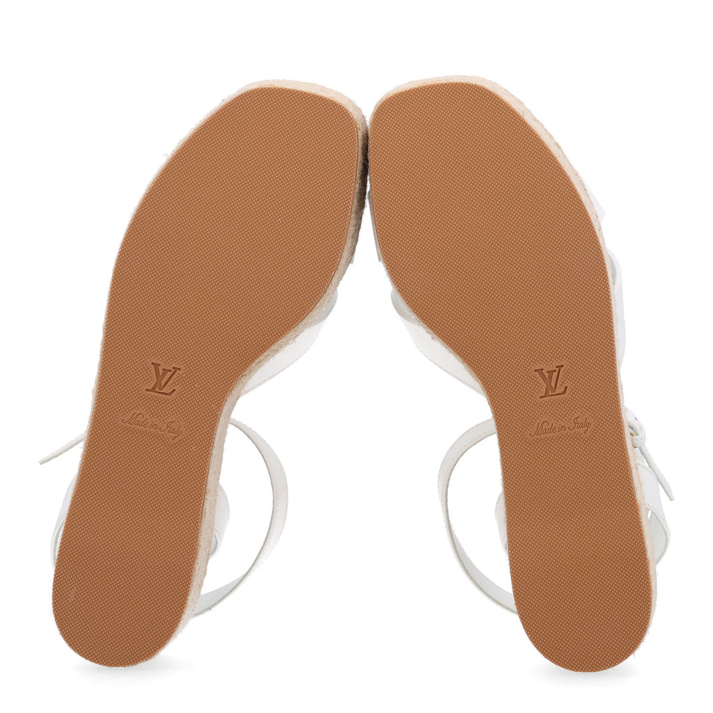 Calfskin LV Isola Espadrille Wedge Sandals 39 White