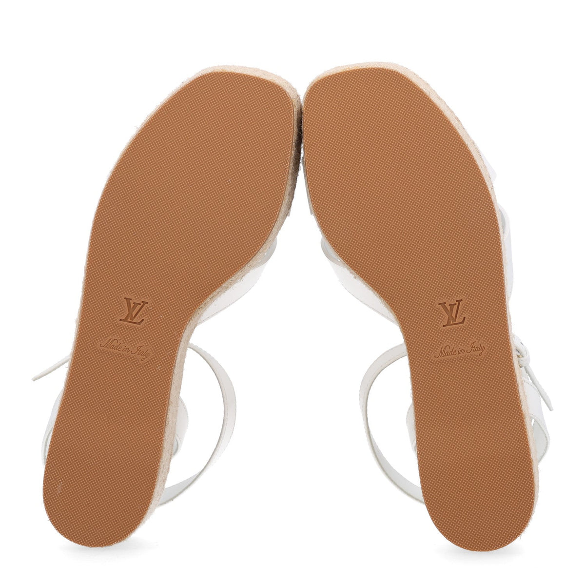Calfskin LV Isola Espadrille Wedge Sandals 39 White
