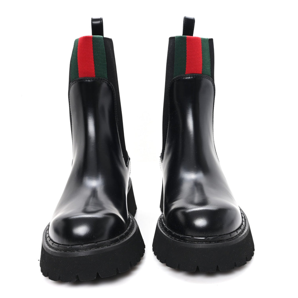 Magnum Calfskin Web Chelsea Ankle Boots 38.5 Black
