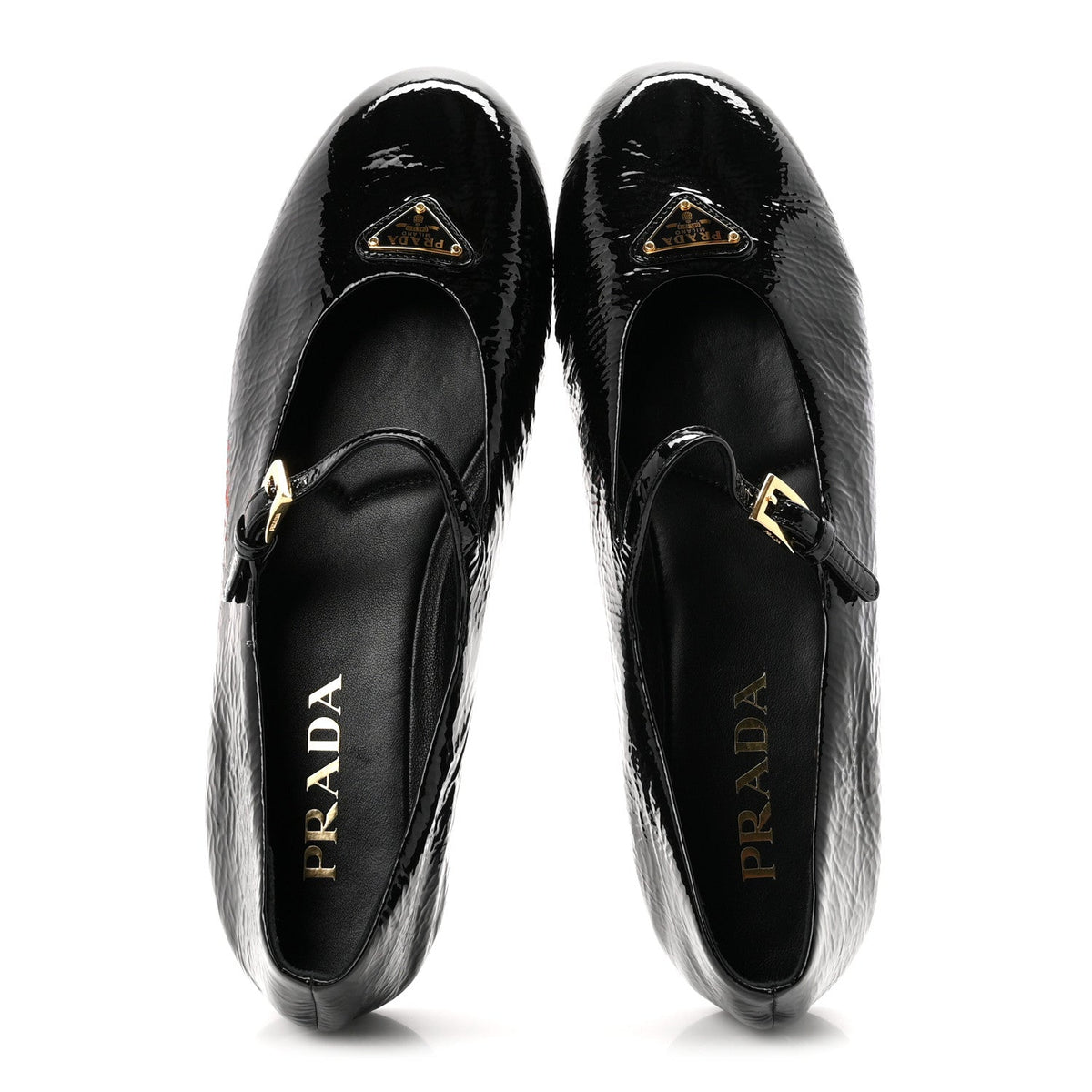 Patent Calfskin Triangle Ballerina Flats 38 Black