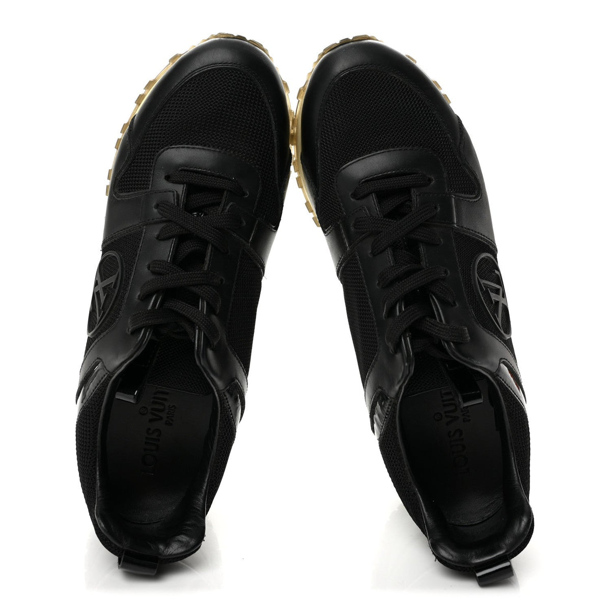 Calfskin Monogram Run Away Sneakers 36 Black