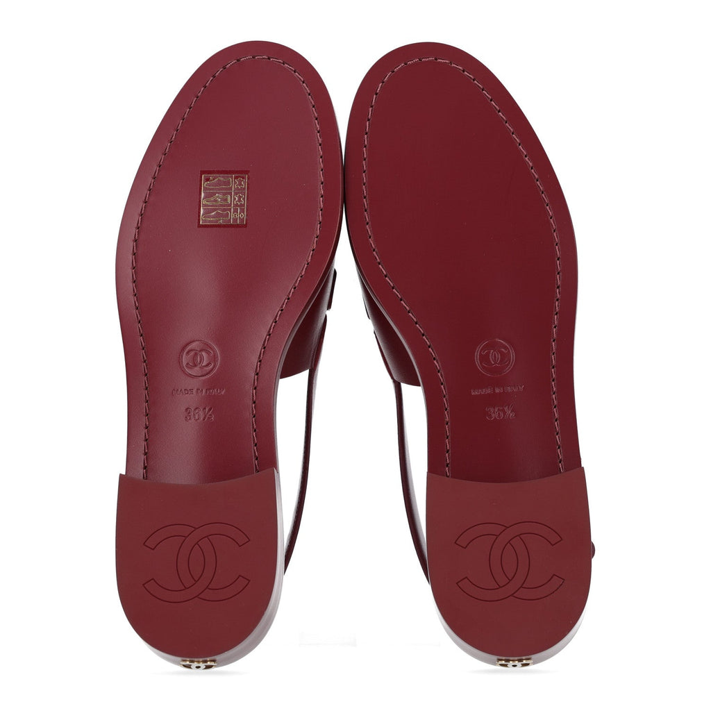 Calfskin Crystal Slingback Loafers 36.5 Dark Burgundy
