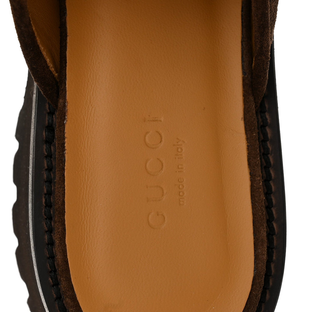 Suede Horsebit Platform Mules 37.5 Washed Brown