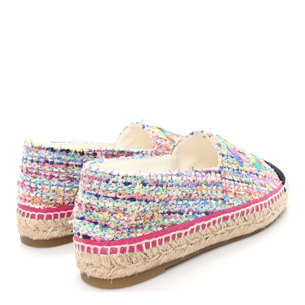 Cotton Tweed Grosgrain CC Espadrilles 41 Multicolor Black