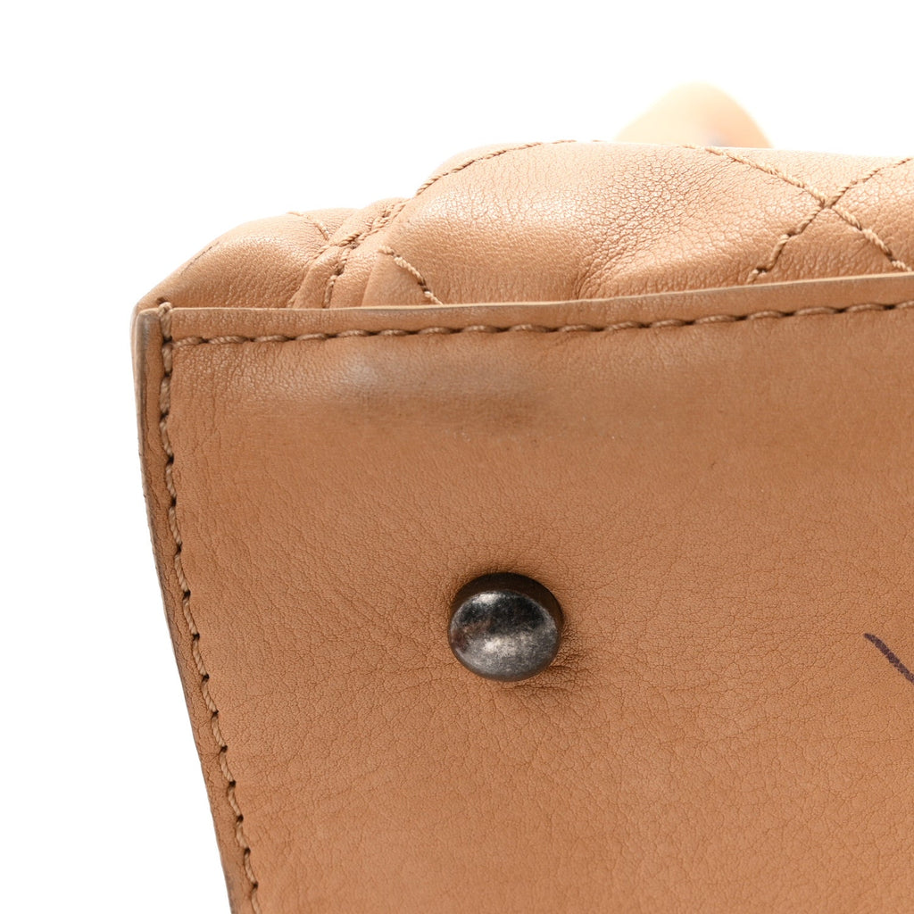 Calfskin Stitched Medium Urban Luxury Drawstring Backpack Beige