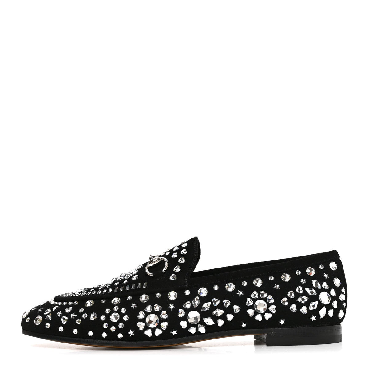 Kid Scamosciato Crystal GG Monogram Jordaan Loafer 37.5 Black