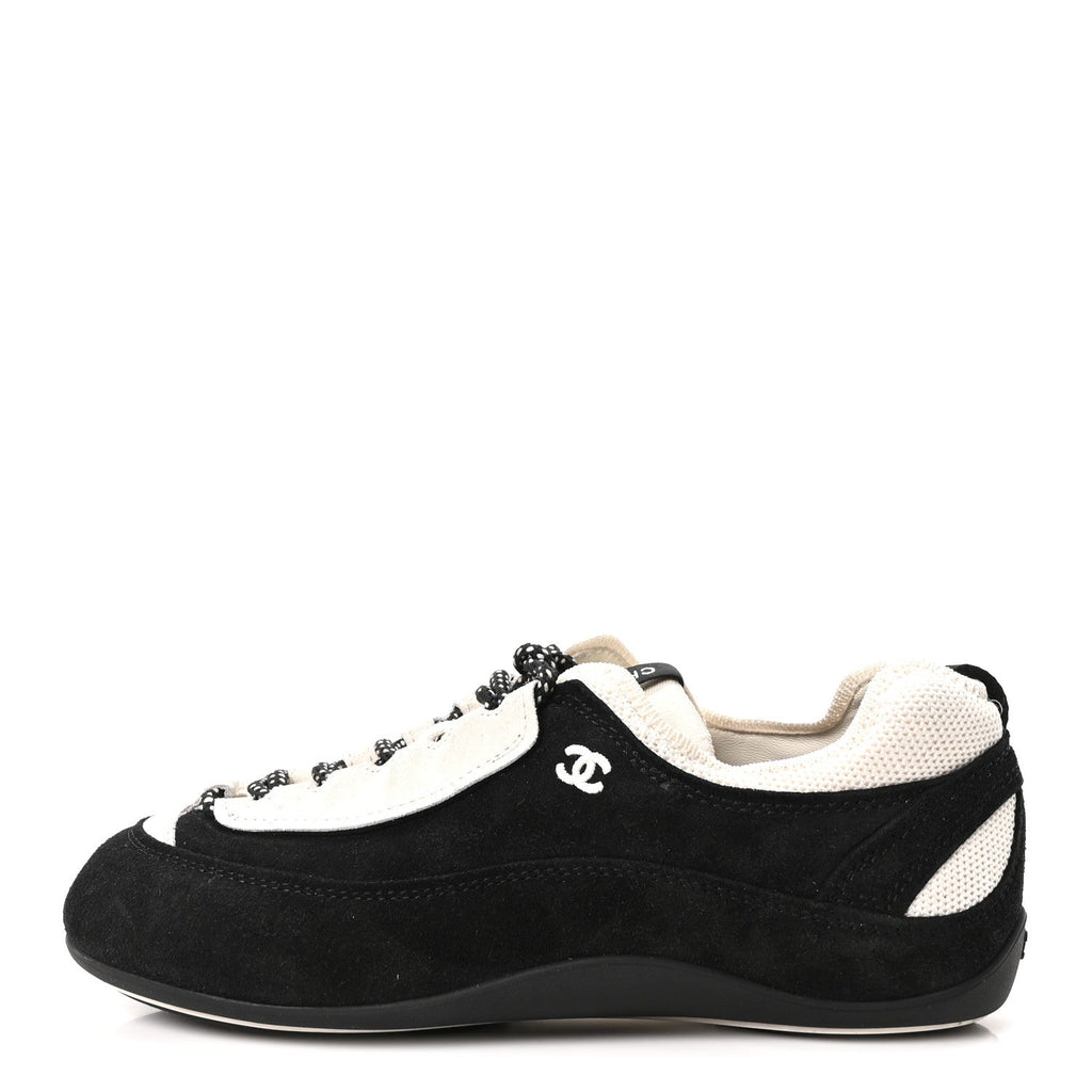 Velvet Calfskin Mixed Fibers Low Top CC Sneakers 37 Black