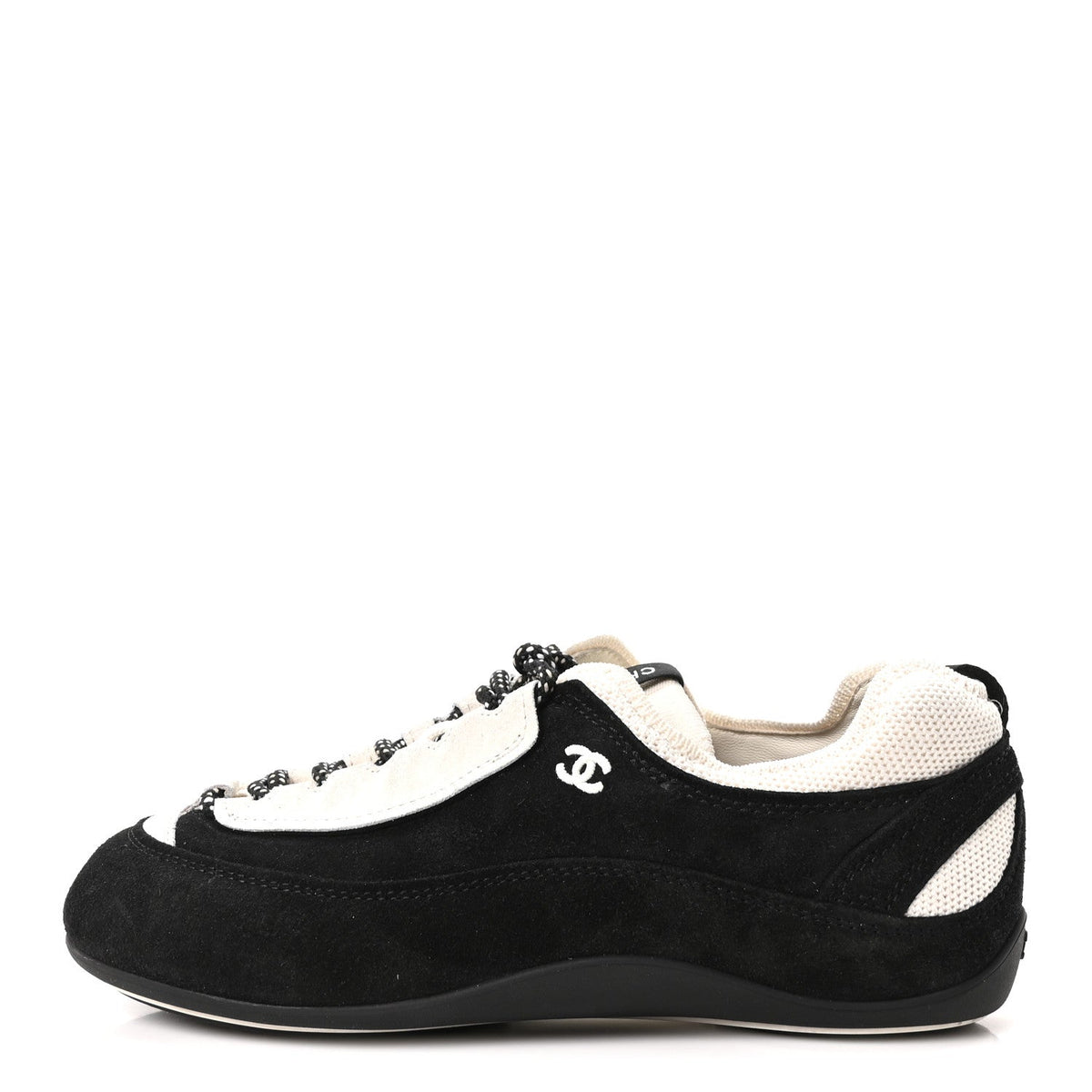 Velvet Calfskin Mixed Fibers Low Top CC Sneakers 37 Black