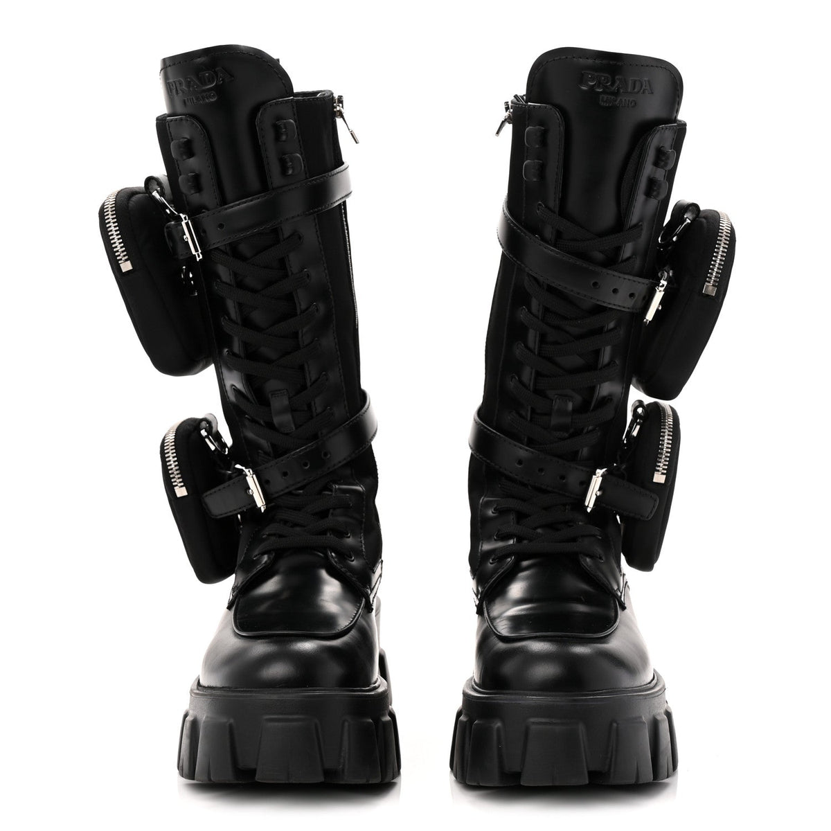 Spazzolato Rois Re-Nylon Metal Triangle Logo Monolith Pouch Pocket 55mm Tall Combat Boots 39 Black