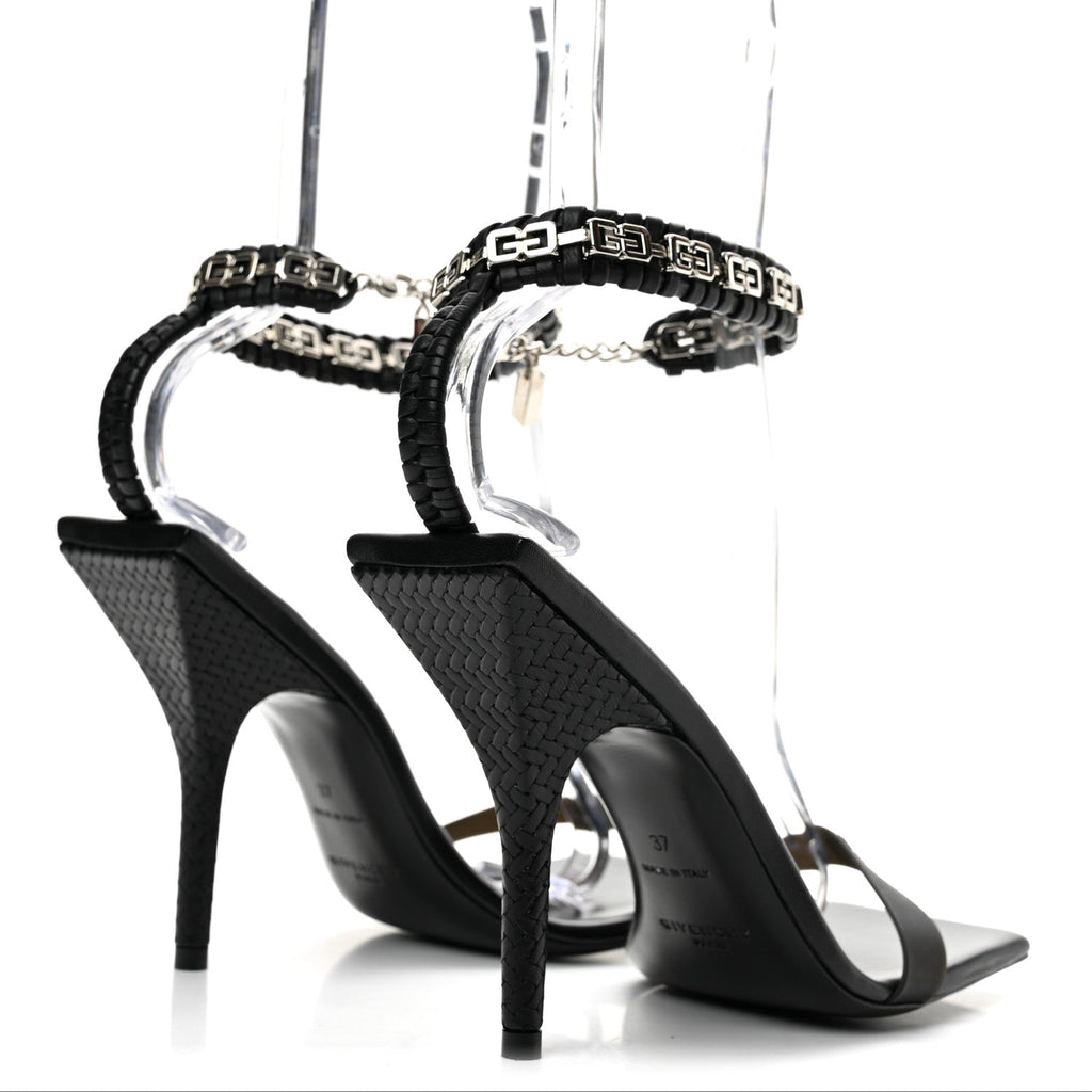 Smooth Nappa G Woven Slingback 90mm Sandals 37 Black