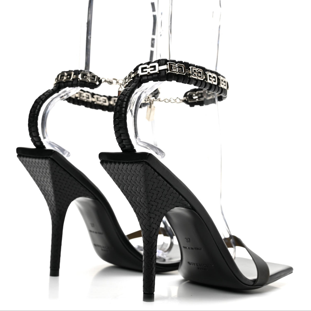 Smooth Nappa G Woven Slingback 90mm Sandals 37 Black