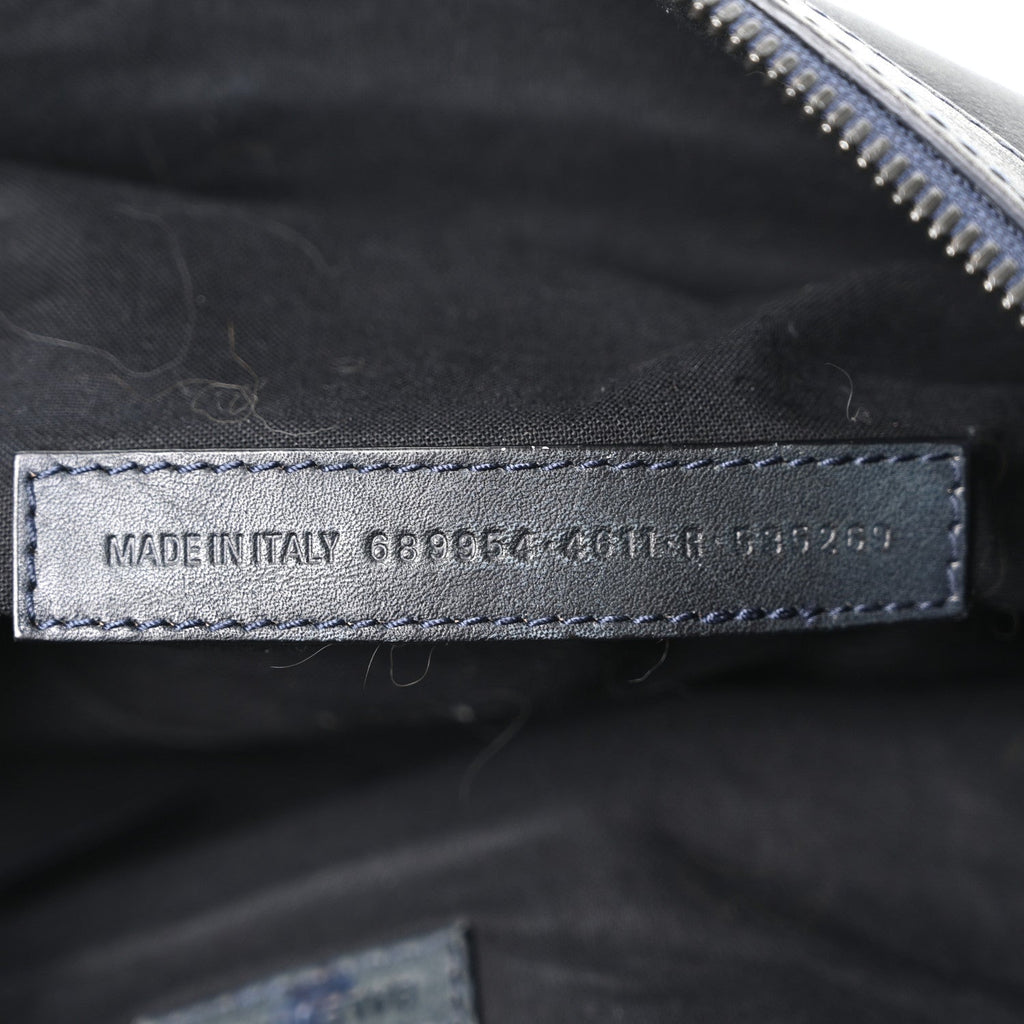 Used Calfskin Silver Hardware Small Neo Classic City Navy