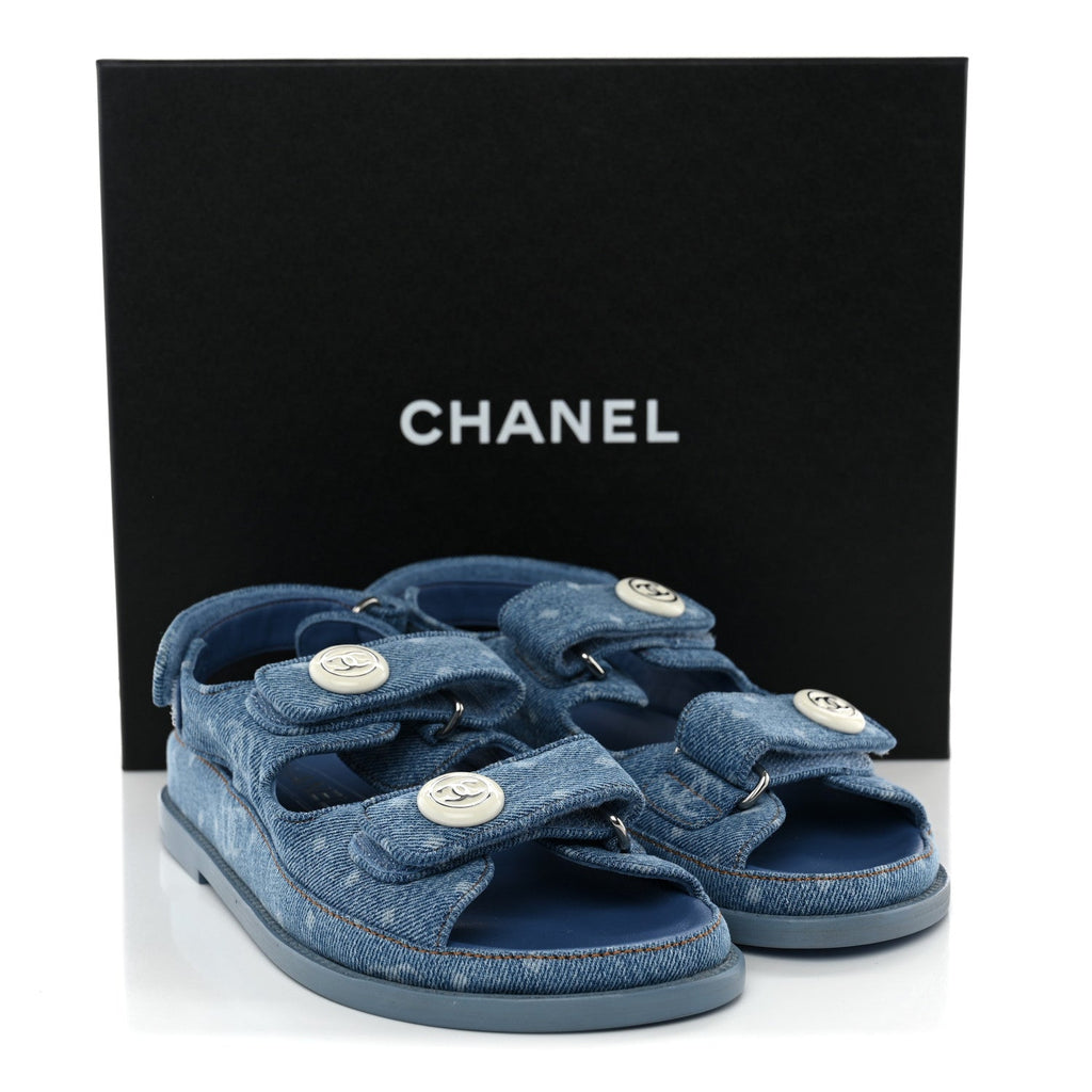 Printed Denim CC Dad Sandals 36 Light Blue