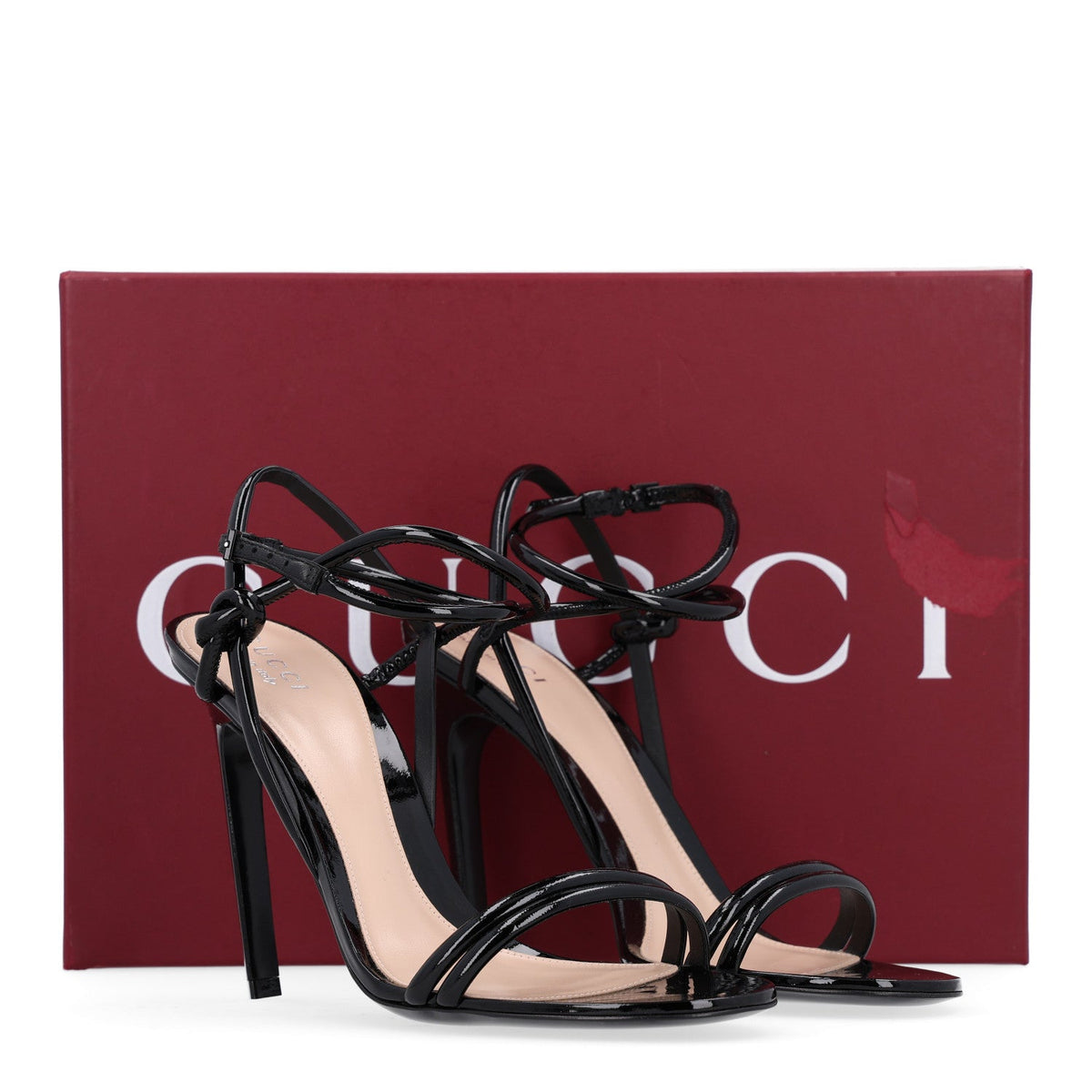 Patent Lambskin Walma 105 Sandals 39.5 Black