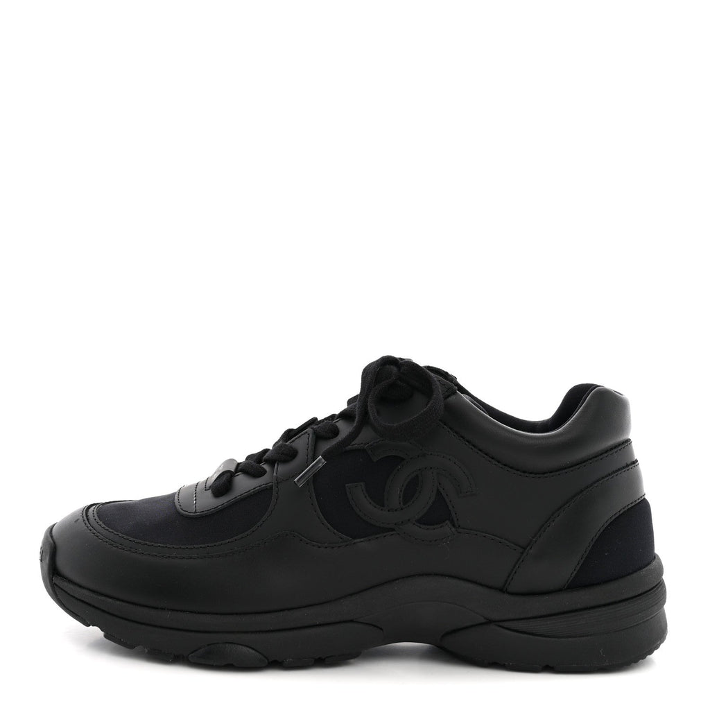Lambskin Fabric CC Sneakers 37.5 Black