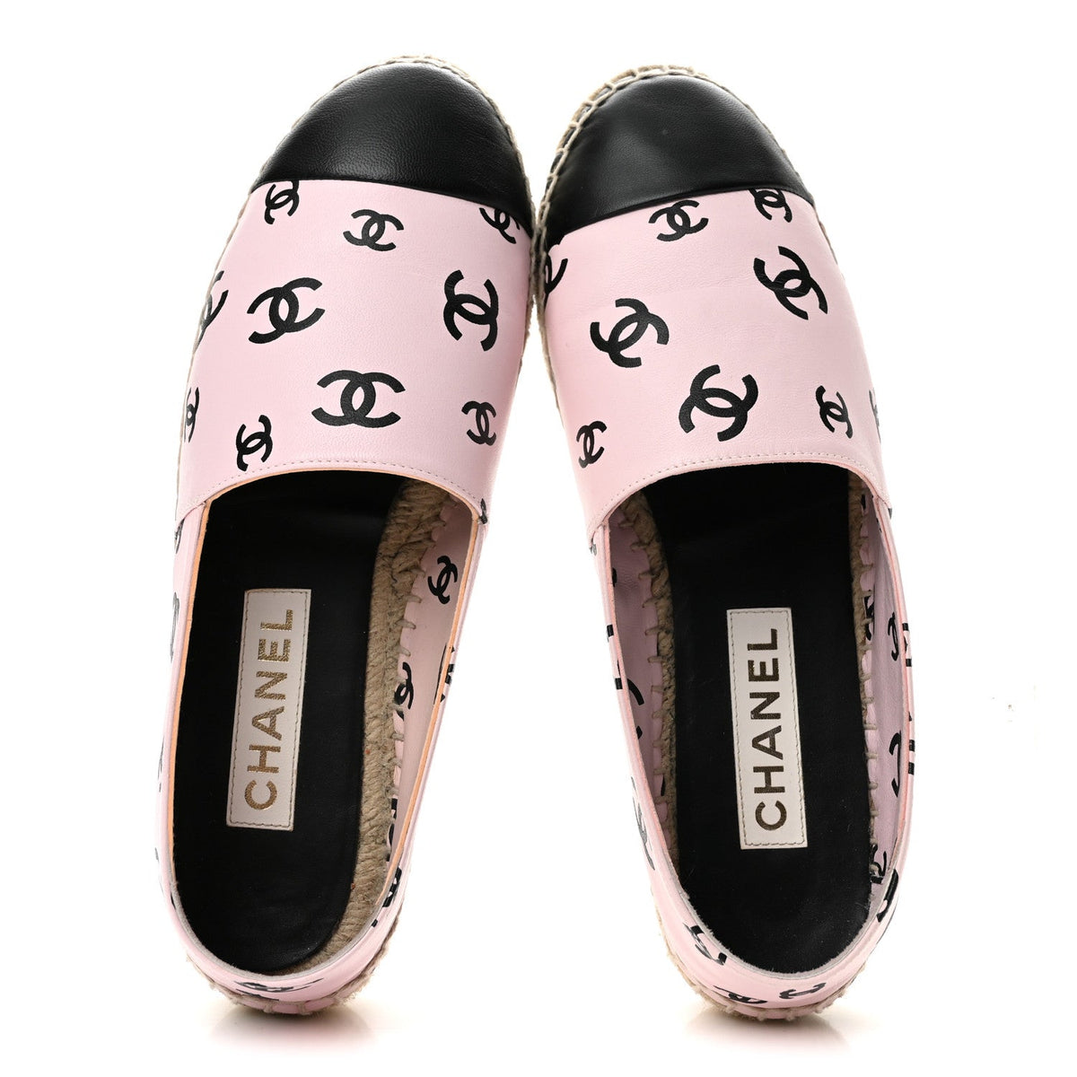 Lambskin Printed Coco Beach Espadrilles 40 Light Pink Black