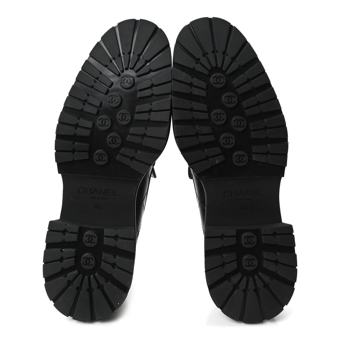 Calfskin Quilted CC Mocassin Loafers 40 Navy Blue