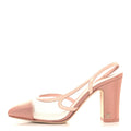 Mesh Grosgrain Cap Toe Slingback Pumps 37.5 Light Pink Dark Pink