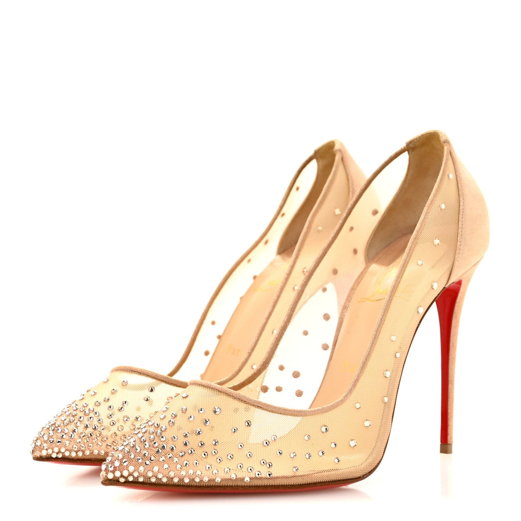Suede Lame Crystal Strass Follies 100 Pumps 40 Light Silk