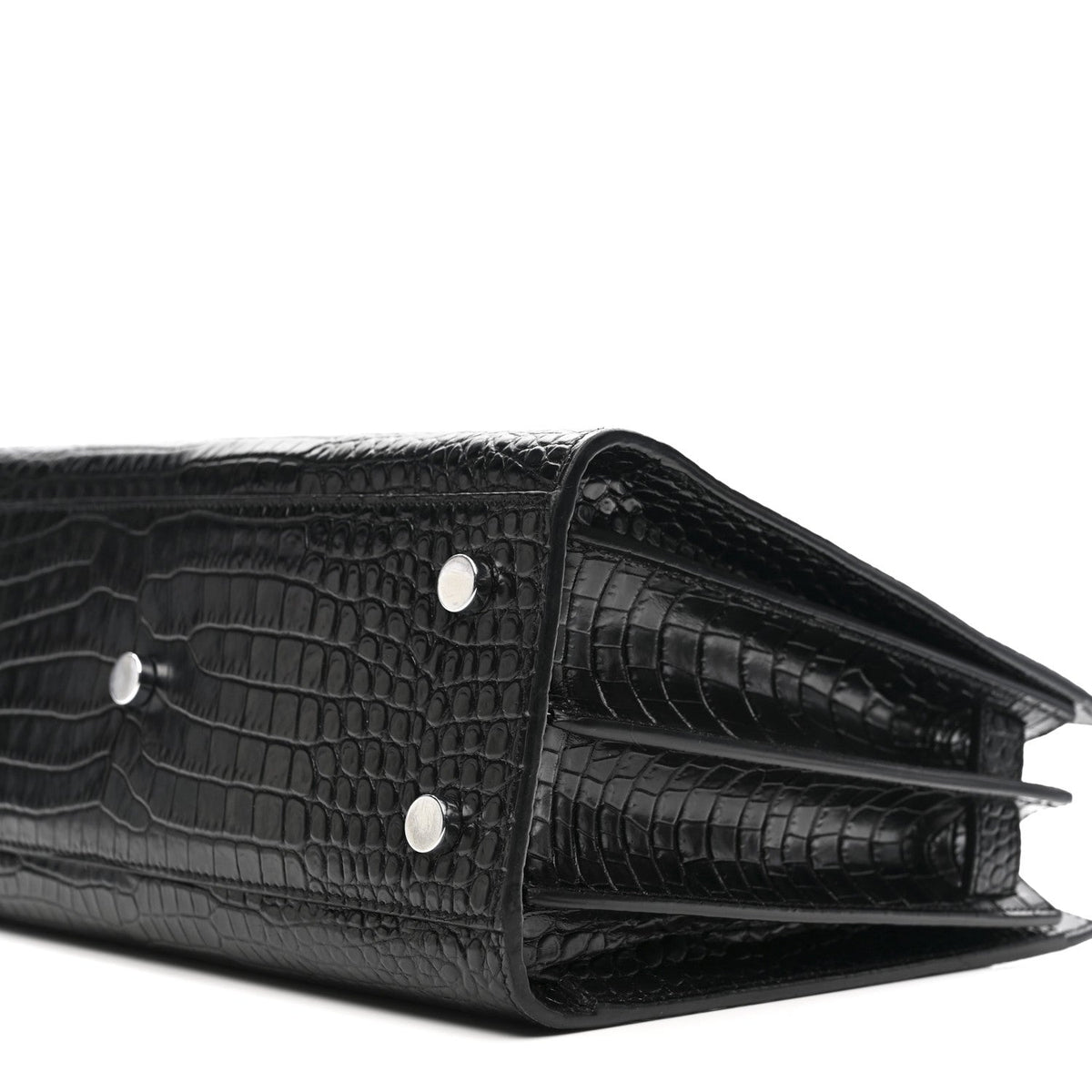 Calfskin Crocodile Embossed Baby Sac De Jour Black