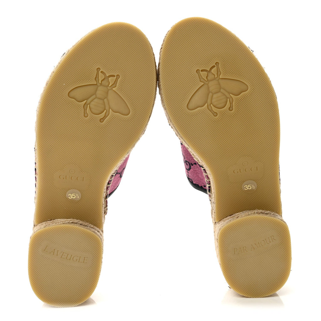 Monogram Multicolor Criss Cross Espadrille Sandals 35.5 Pink Blue