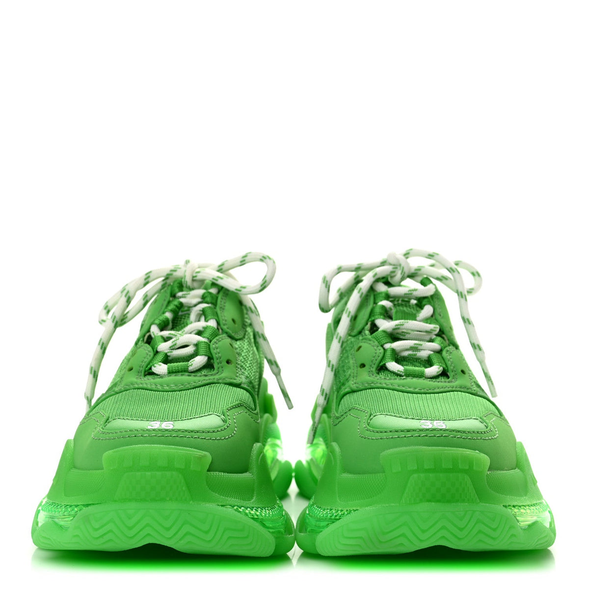 Fabric Mesh Clear Sole Womens Triple S Sneakers 36 Fluo Green