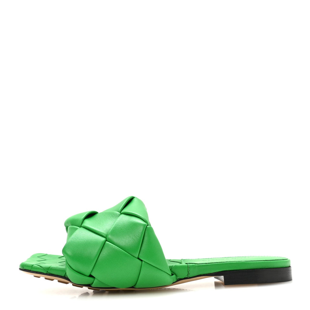 Nappa Maxi Intrecciato Lido Flat Sandals 36 Grass