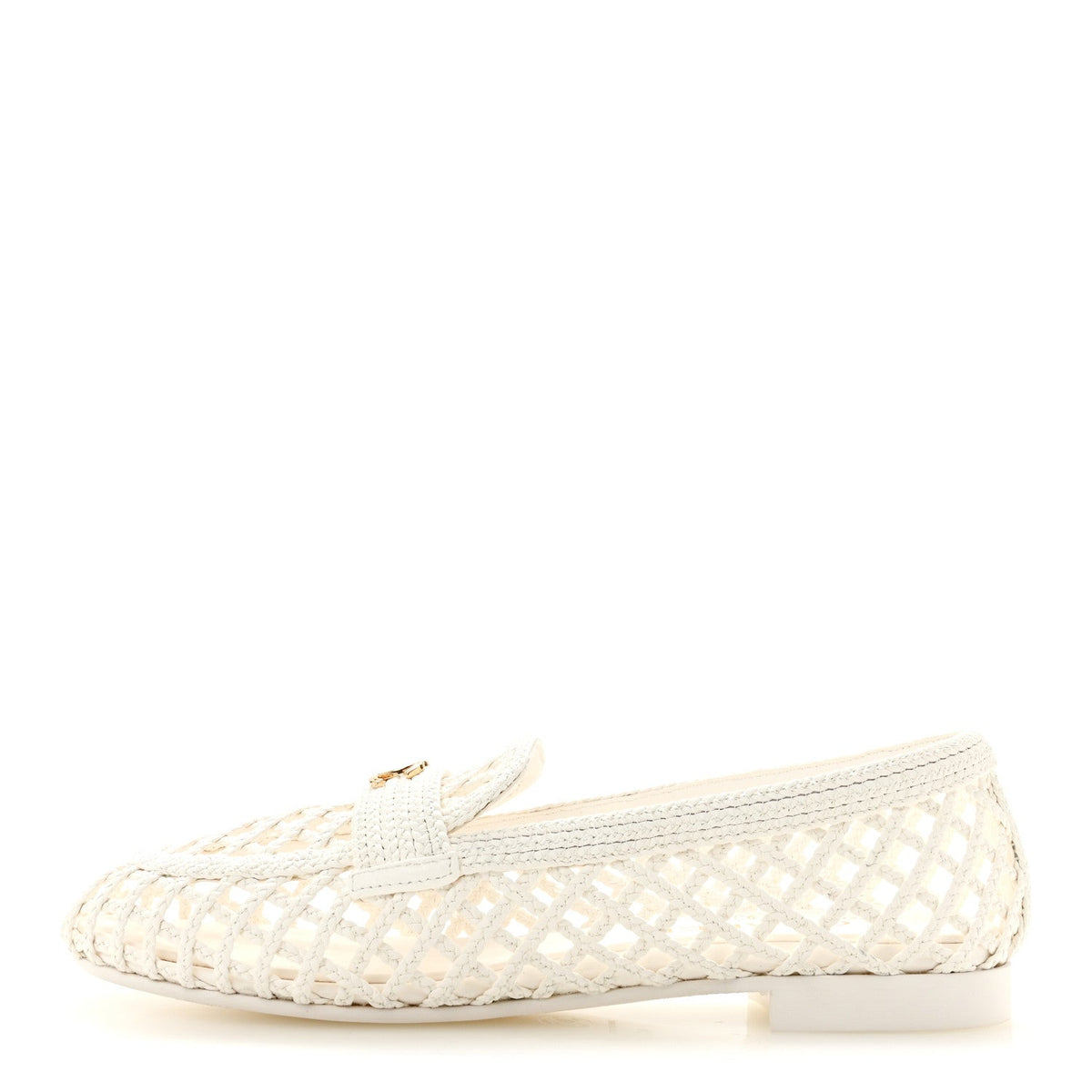 Braided Lambskin CC Mocassin Loafers 41 White