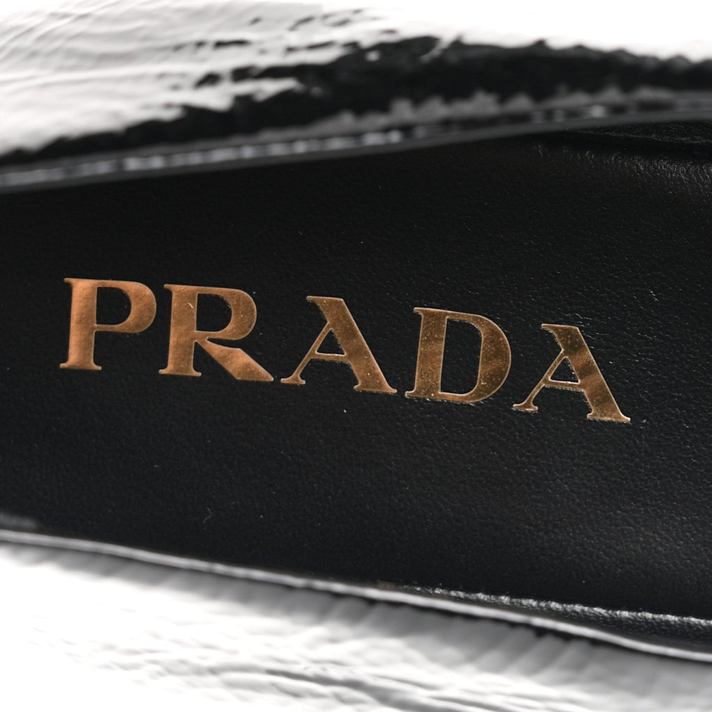 Patent Calfskin Triangle Ballerina Flats 38 Black