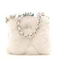 Shearling Sheepskin Lambskin Quilted Clutch With Chain White