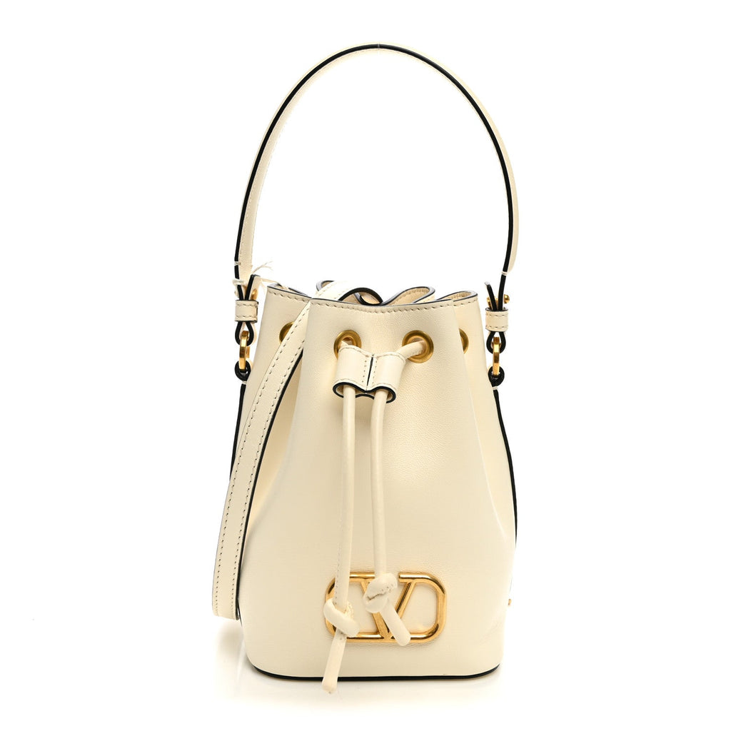 Nappa Mini VLogo Signature Bucket Bag Light Ivory