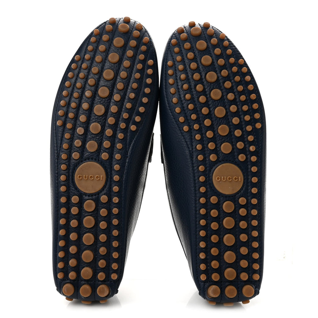 Road Calfskin Web Mens Horsebit Driver Loafers 9 Maritime