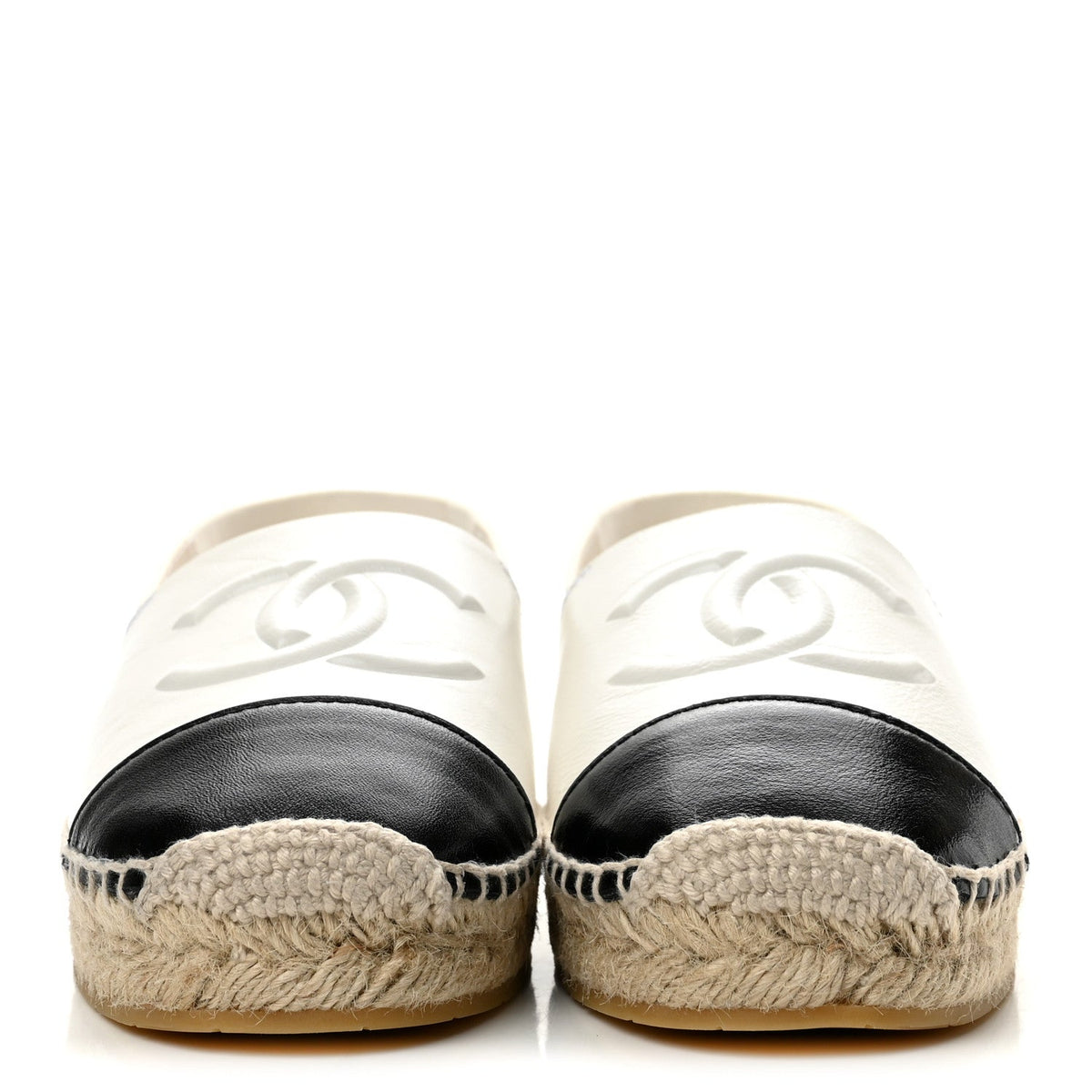 Shiny Calfskin CC Espadrilles 41 White Black
