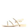 Lambskin CC Chain Flat Sandals 40 Ivory