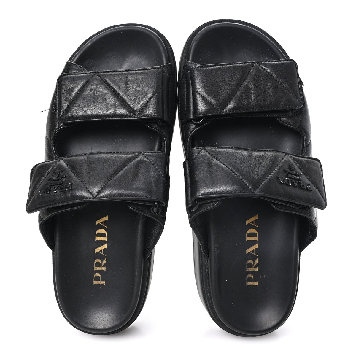 Nappa Quilted Padded Logo Platform Slide Sandals 36.5 Black