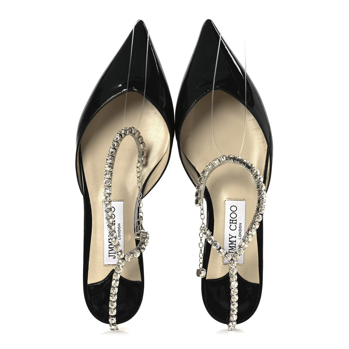 Patent Crystal Saeda Flats 38 Black