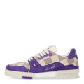 Damier Grained Calfskin Monogram Mens LV Trainer Sneakers 10 Purple