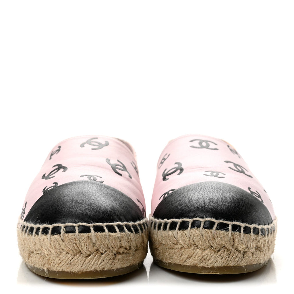 Lambskin Printed Coco Beach Espadrilles 40 Light Pink Black