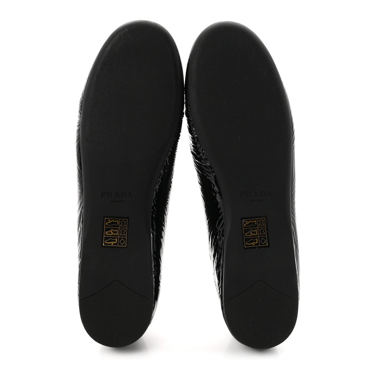 Patent Calfskin Triangle Ballerina Flats 38 Black