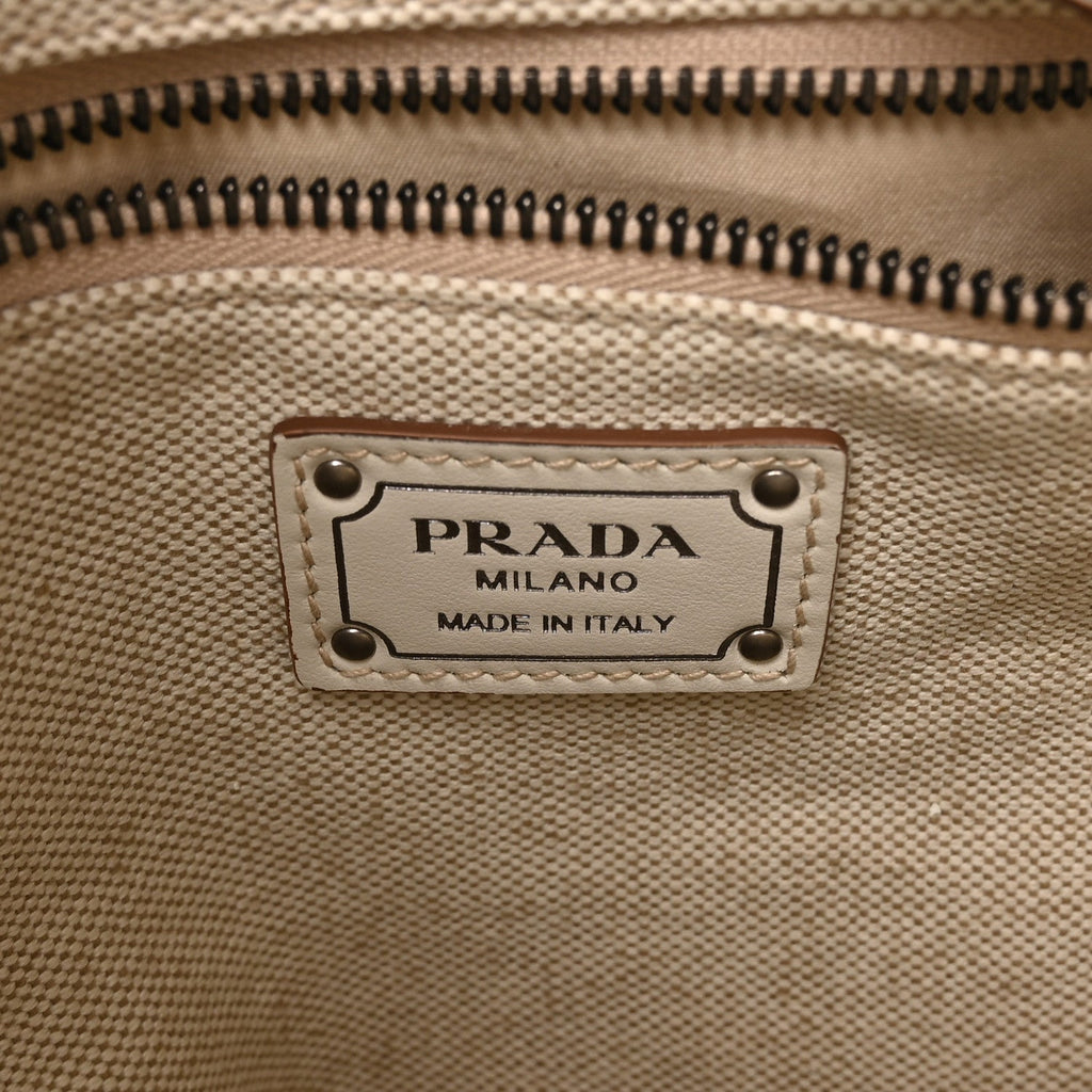 Canvas Calfskin Mini Route Bucket Bag Naturale